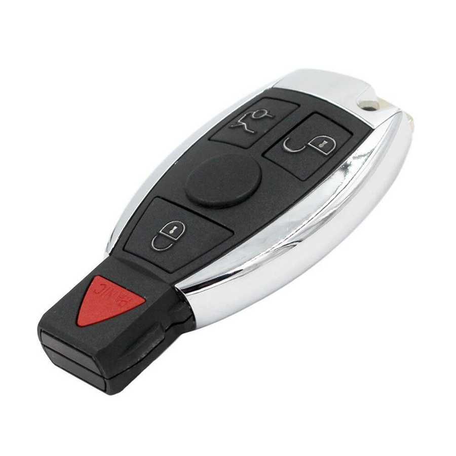How do I activate the panic alarm on my Mercedes-Benz car key?